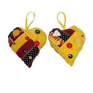 Iowa State Cyclones NCAA Handmade Christmas Ornaments Lot 2 Quilted Red Yellow